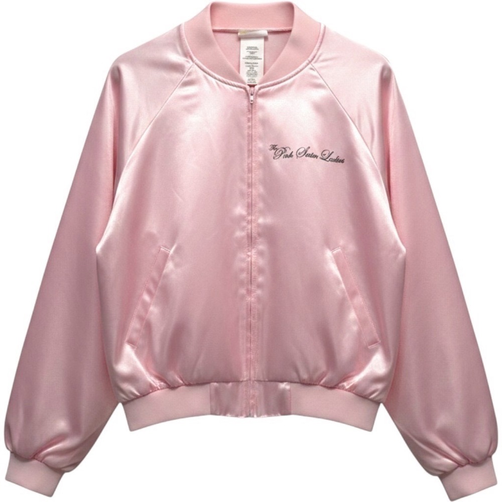 California Costumes Pink Satin Ladies Bomber Jacket Plus 3X 50s Grease Style